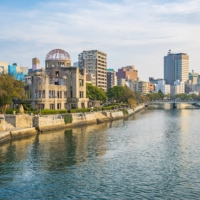 A waterfront view of Hiroshima, including the Genbaku (A-Bomb) Dome, along the Motoyasu River. | GETTY IMAGES