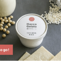 Hacco gelato made from lactic acid fermented sake lees and soy milk
