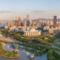 Panorama  Aerial view of Seoul city Skyline,South Korea