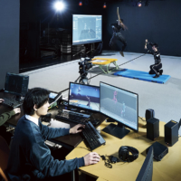 Students work on a project at the motion capture studio in the Joint Institute for Advanced Multimedia Studies. | OSAKA ELECTRO-COMMUNICATION UNIVERSITY
