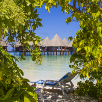 Water bungalows in Bora Bora, French Polynesia