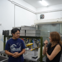 At the factory. The sophisticated factory design that pursued efficient production was very innovative and stimulating with much to learn.