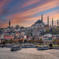 Suleymaniye Mosque view from Halic in Istanbul
