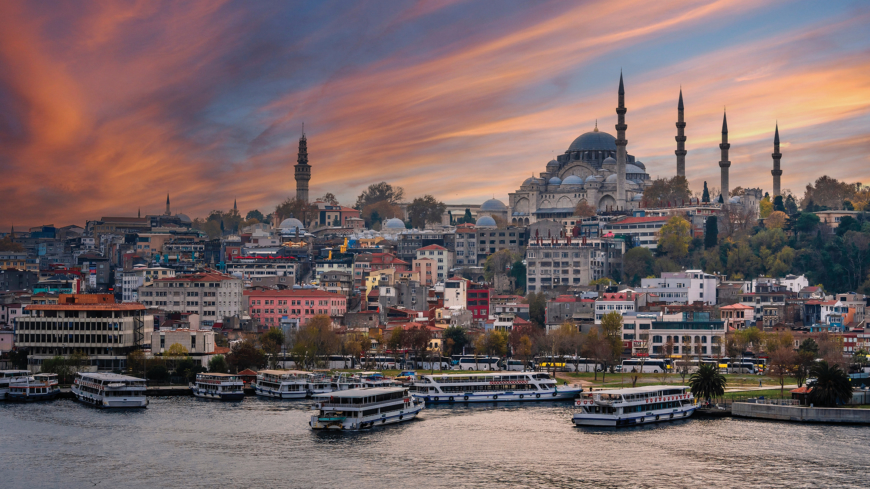 Suleymaniye Mosque view from Halic in Istanbul