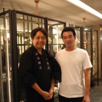 Sake Award Reception (Left) Tsunan Sake Brewery Kengo Suzuki (Right) Meirishurui Kato-san