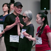 Professional dancers give lessons to participants at a dance camp in Osaka in August 2024. | 500G