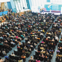 Representatives of public- and private-sector entities in the Philippines assemble for the National MSME Summit at SM Mall of Asia in Pasay City in 2024.