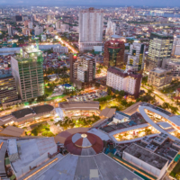 Cebu City, Philippines: Evening Aerial of Cebu Business Park and Ayala Center Cebu.